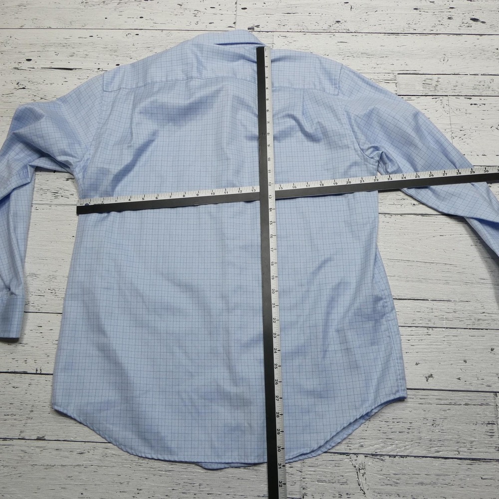 Kenneth Roberts Platinum Dress Shirt Mens Large Blue Herringbone Long Sleeve - Picture 7 of 9